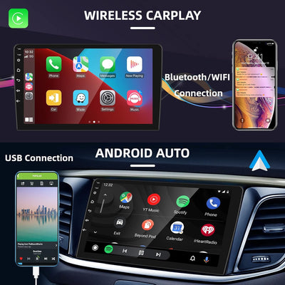 Hodozzy 32G Android Autoradio mit Wireless Carplay Android Auto 2 Din Radio Navi 9 Zoll Touchscreen