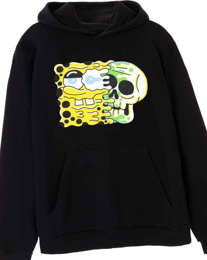 Spongebob Schwammkopf Herren Kapuzenpullover Schwarz | Kreatives Cartoon-Grafik-Sweatshirt | Warmer