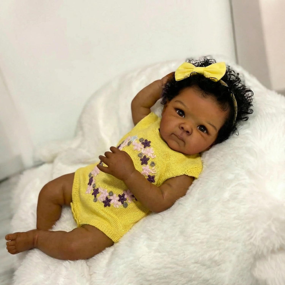 Zero pam Schwarze Reborn Baby Vollsilikon Lebensecht, Silikon Baby Mädchen, 45CM Babypuppen Wie Echt