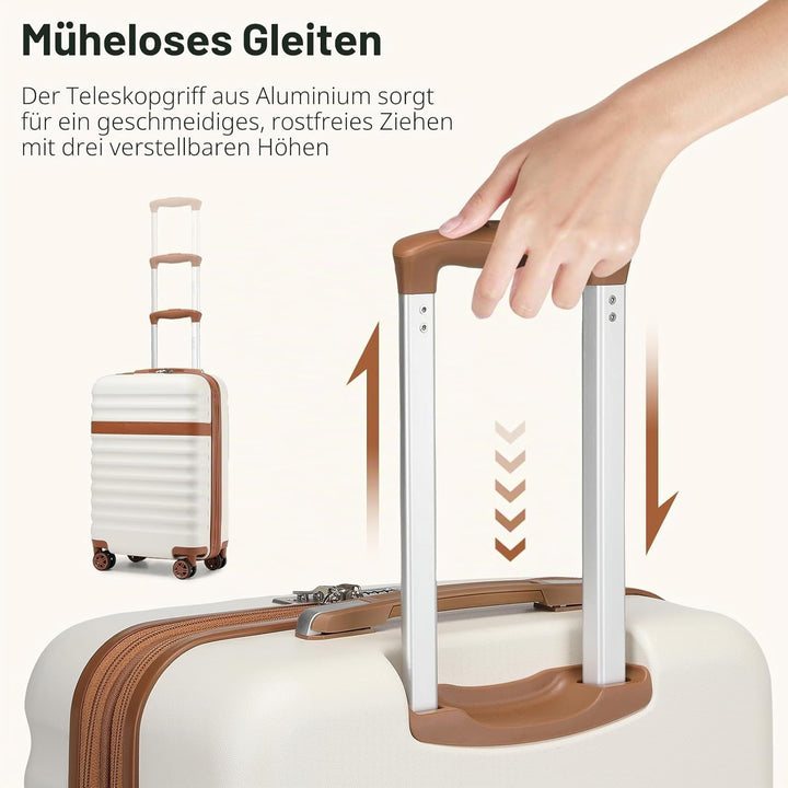 KONO Koffer Trolley Kofferset 3 Teilig Reisekoffer von ABS+PC Hartschalenkoffer mit 4 Rollen TSA Sch