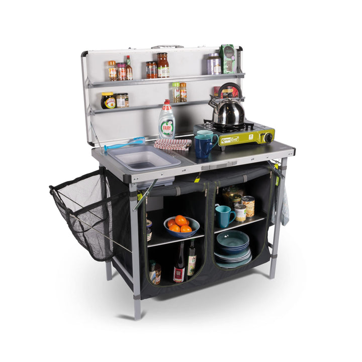 KAMPA Profi Campingküche - XL Arbeitsplatte, Spülbecken und Gewürzregal FK0001