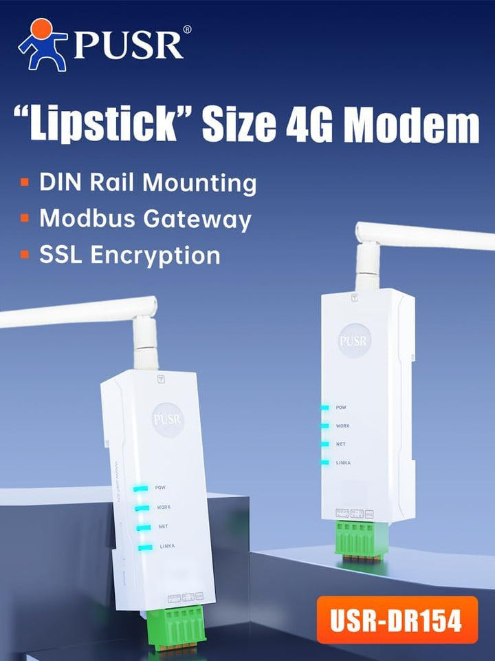DIN-Schienenmontage Lippenstift Grösse 4G Modem RS485 auf Cellular Modbus Gateway Cat1 1*RS485 MQTT
