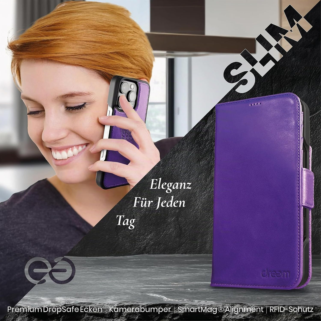Dreem Fibonacci kompatibel mit iPhone 15 Pro Max Brieftaschen-Etui / 2-in-1 stossfestes Etui und abn