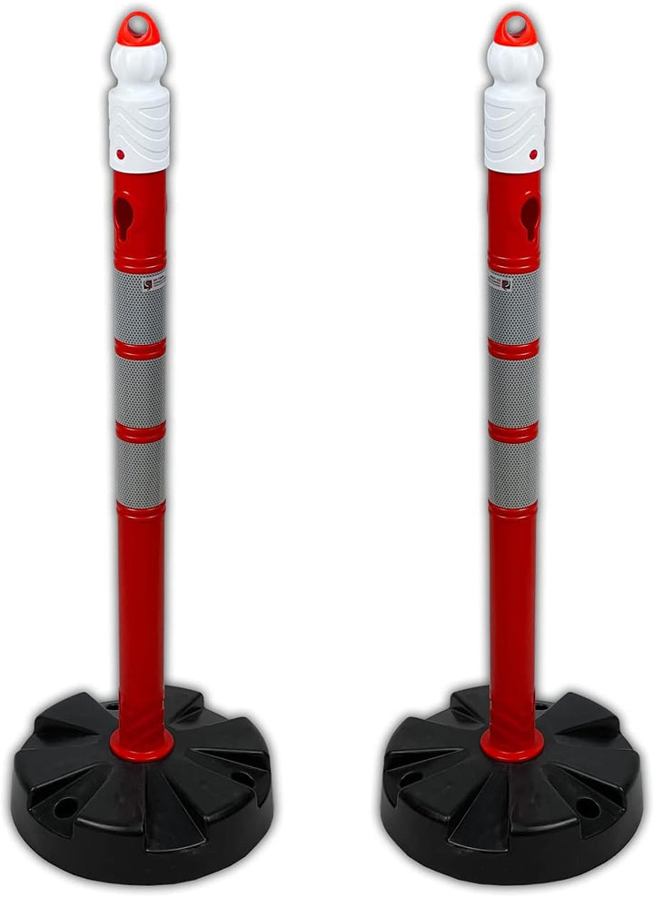 UvV® Quad (4 Stück) Kettenpfosten Kettenständer Absperrpfosten, Ø63 x 1000mm, Fussplatte zum Einrast