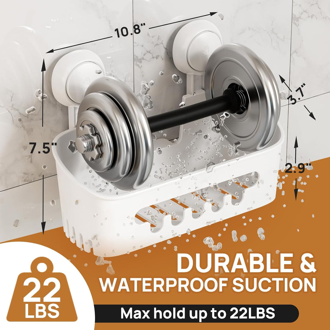 LEVERLOC Duschablage & Saugnapf Doppel Dusche Seifenhalter ohne Bohren für Shampoo Conditioner Halte