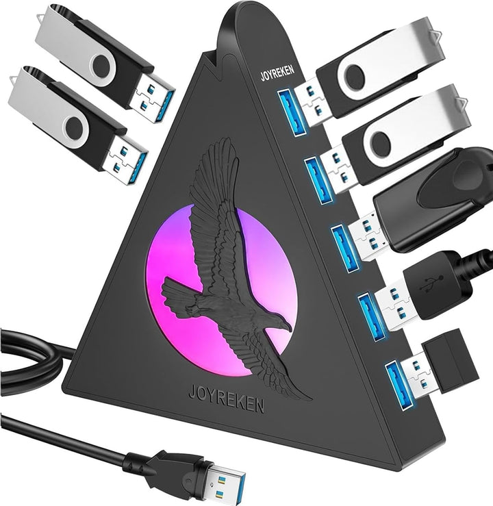 7 Ports USB Hub,JoyReken USB 3.0 verlängerung mit verlängertem 60cm Kabel,USB Verteiler für Laptop,