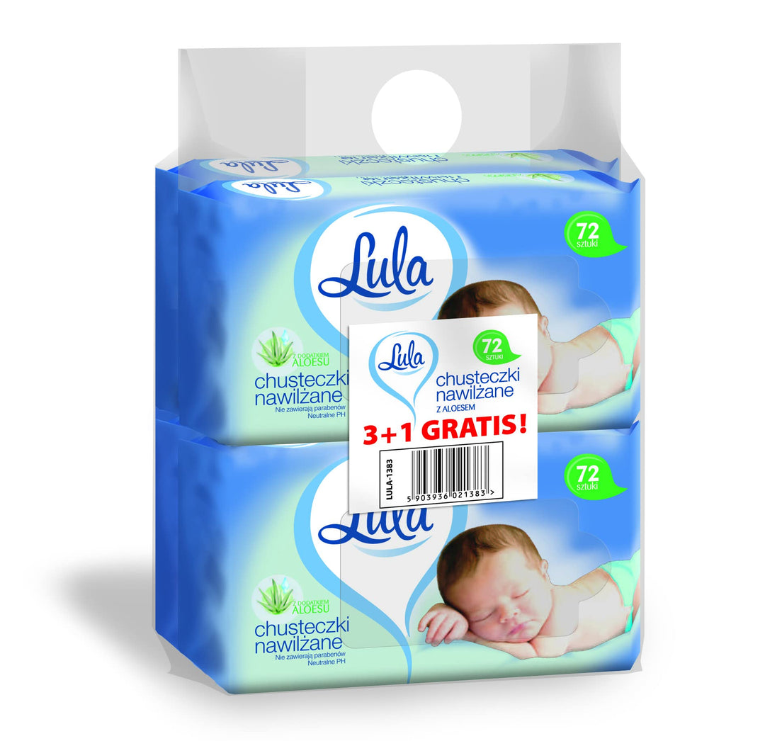 LULA Feuchttücher mit ALOESEM 72pcs 3pcs + 1pcs gratis 288 stück (1er Pack), 288 stück (1er Pack)