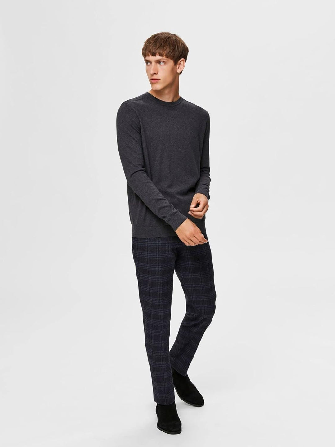 Selected Homme Male Strickpullover Langarm, Antracit/Detail:melange