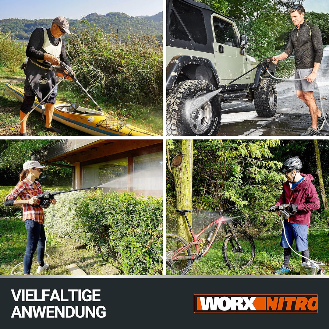 WORX Nitro 18V(20V MAX) Hydroshot Akku-Hochdruckreiniger WG633E.1, PowerShare, Terrassenreinigung un