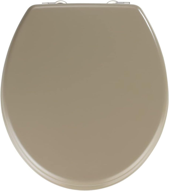 WENKO WC-Sitz Prima Sandbeige Matt, hochwertiger Retro-Stil Toilettensitz, WC-Deckel inkl. Wandpuffe