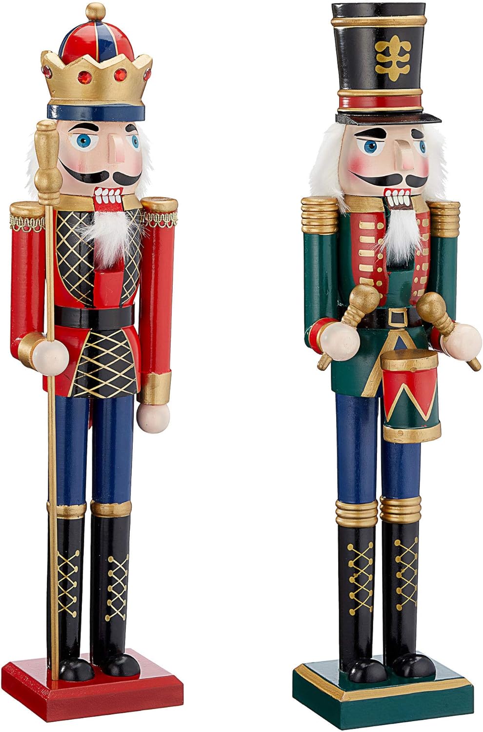 Cepewa Nussknacker aus Holz Set König+Trommler r/g r/b 38 cm Weihnachtsdeko Figur Erzgebirge Nussbre