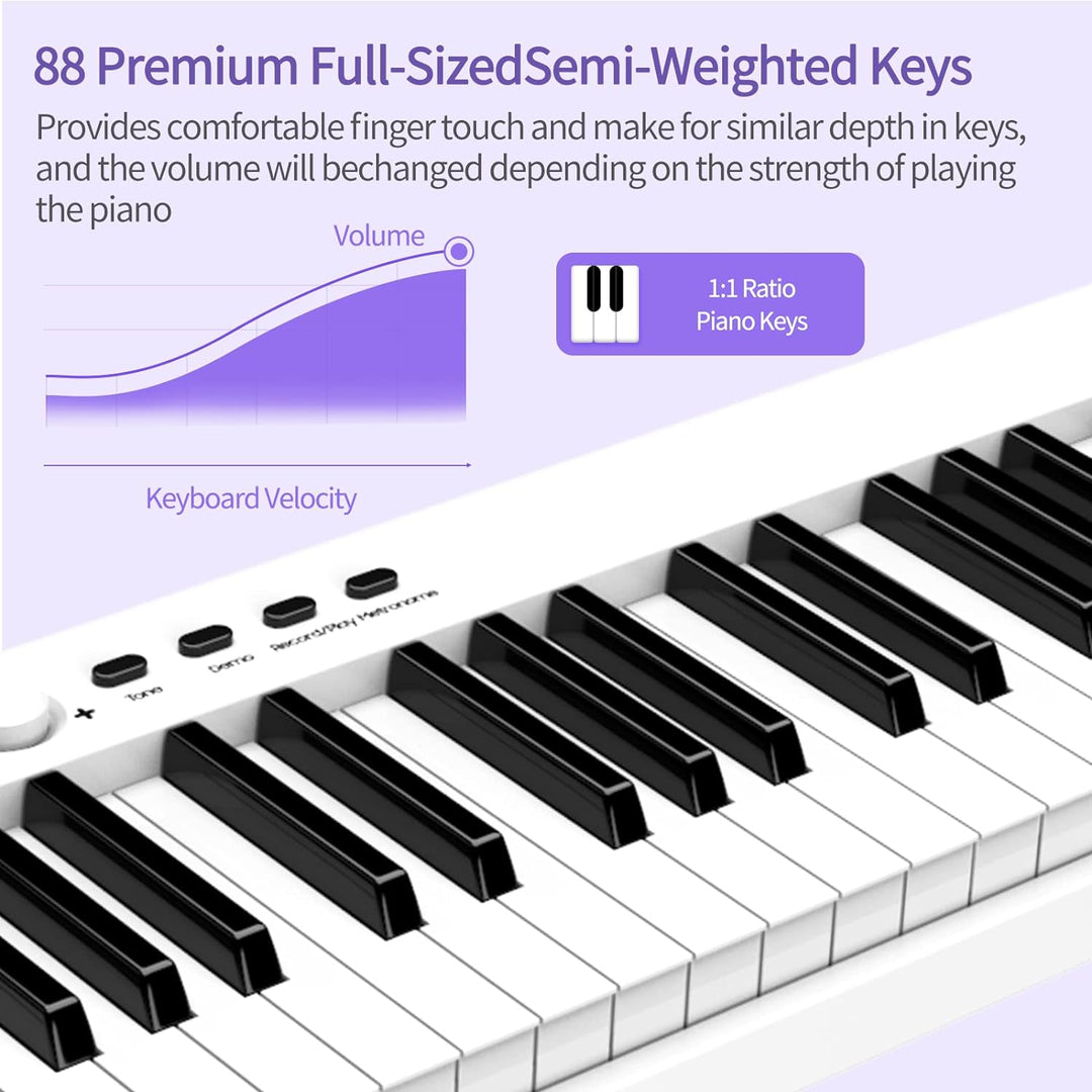 TERENCE Piano mit 88 Tasten Faltbares Klaviertastatur mit 1800mAh Batterie unterstützung MIDI USB-Sc