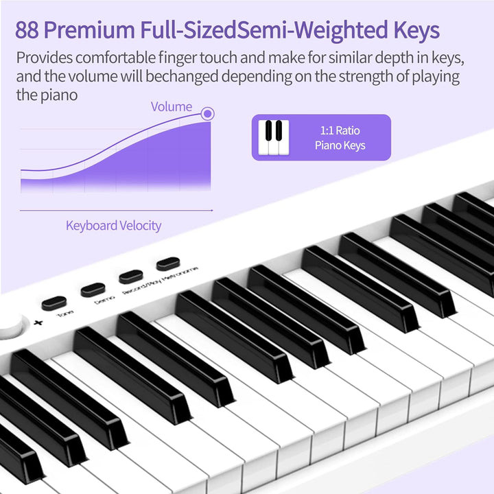 TERENCE Piano mit 88 Tasten Faltbares Klaviertastatur mit 1800mAh Batterie unterstützung MIDI USB-Sc