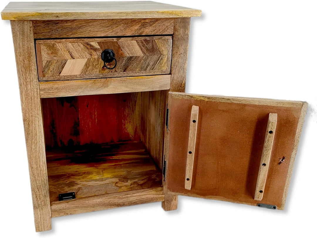 DARO DEKO Holz Nachttisch braun 45 x 60cm Beistelltisch Vintage Nachtschrank Retro