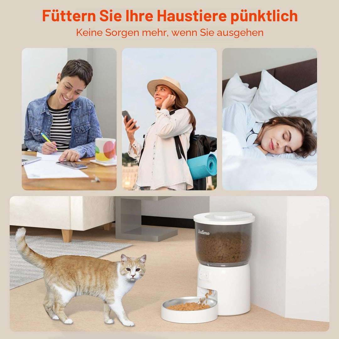 Balimo Futterautomat Katze | 3L Automatischer Futterspender Katze 2,4 G WiFi | App Steuerung mit Ede