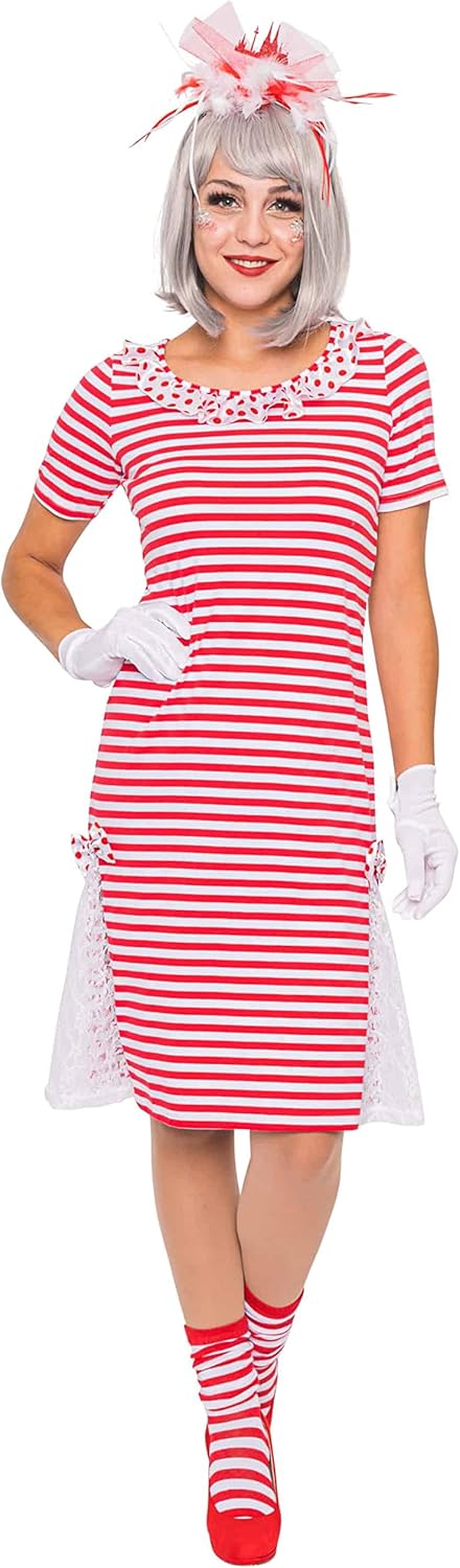 Deiters Ringelkleid mit Spitze rot/weiss XL