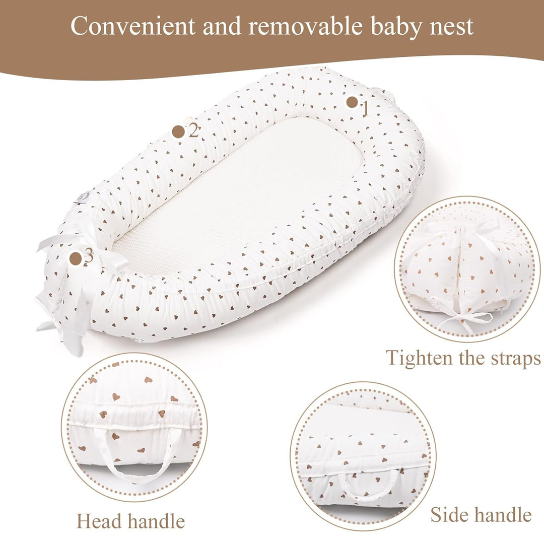 EAQ Babynest Nestchen Baby Weiches Atmungsaktives baby bett für Neugeborene Geschenk 100% Baumwolle