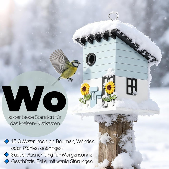 Deko Vogelhaus zum Aufhängen - Nistkasten im Landhausstil für kleine Vögel, dekoratives Vogelhäusche