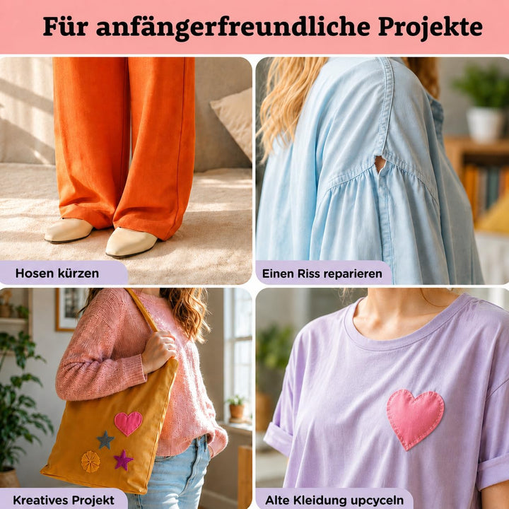 Crafts&Co® Nähmaschine für Anfänger mit Eingebautem LED-Licht und Fusspedal | 12 Stiche | Mini Nähma