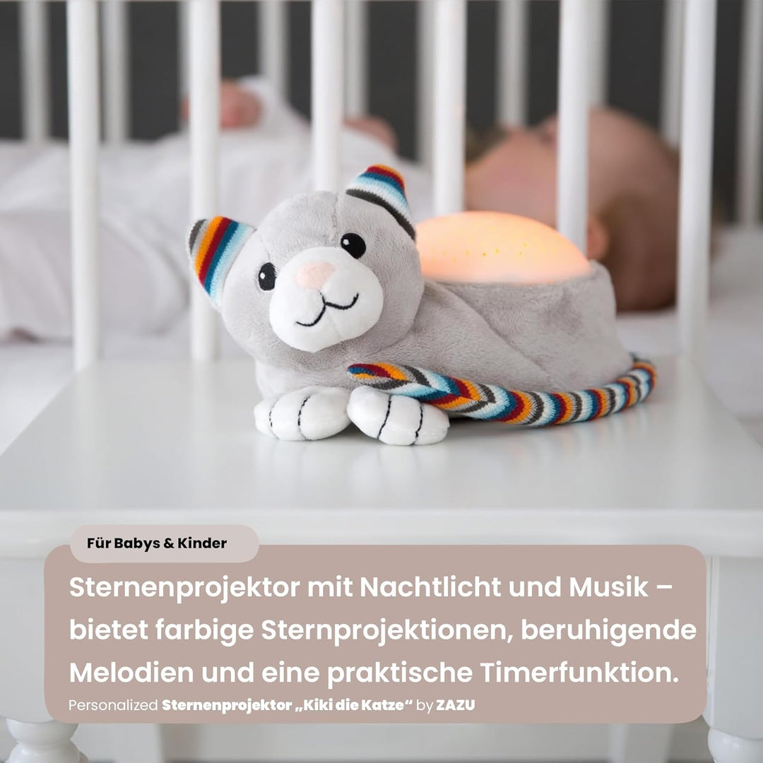 Personalisierbarer Kiki die Katze Sternenlicht Projektor – Nachtlicht Baby mit Musik & farbigen Ster