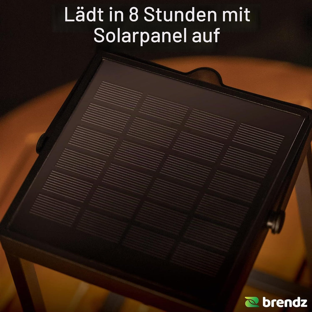 Brendz Tischlampe Solar Outdoor, Solar laterne für Aussen IP44, Akku aufladbar über USB-C, Gartendek