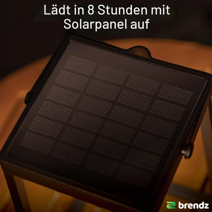 Brendz Tischlampe Solar Outdoor, Solar laterne für Aussen IP44, Akku aufladbar über USB-C, Gartendek
