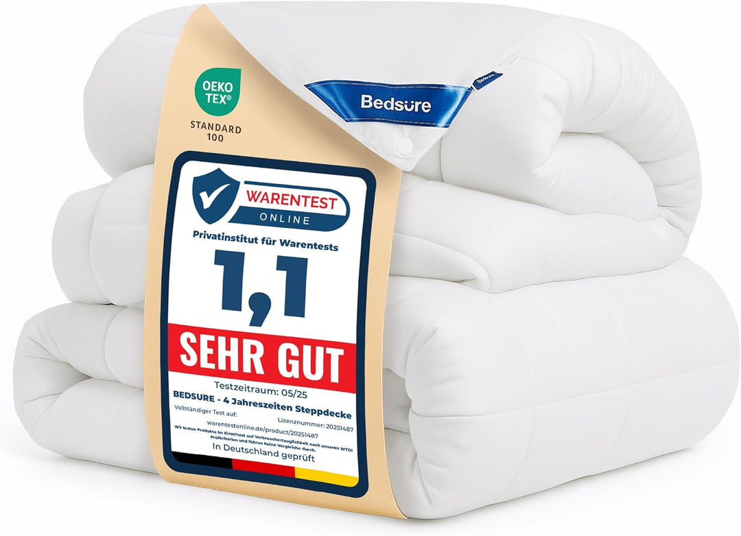 BEDSURE Bettdecke 155x220 450gsm - Steppdecke für Vierjahreszeiten/Sommer/Winter, 4 Jahreszeiten 2 t