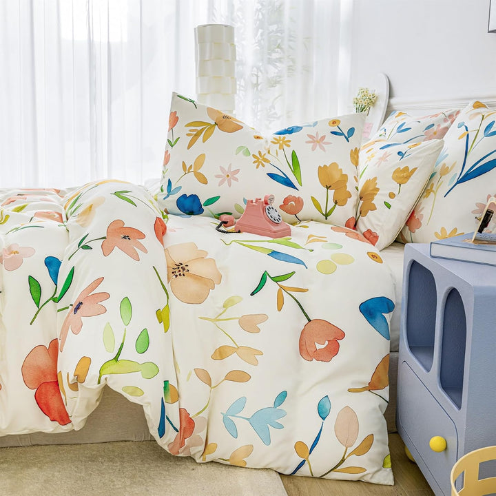 YASMENG Bettwäsche 135x200 Blumen Motiv Bunt Floral Bettwäsche Blumen Aesthetic Weich Kuschelig Blum