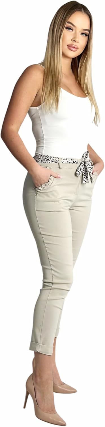 Mississhop Female Damen Stretch Klassische Chino Hose L Beige, L Beige