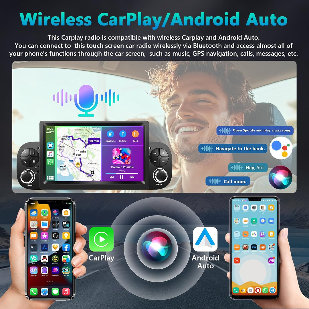 4GB+64GB Autoradio für FIAT Panda 2013-2020 Radio mit Wireless Carplay, 7 Zoll Bildschirm Android Au