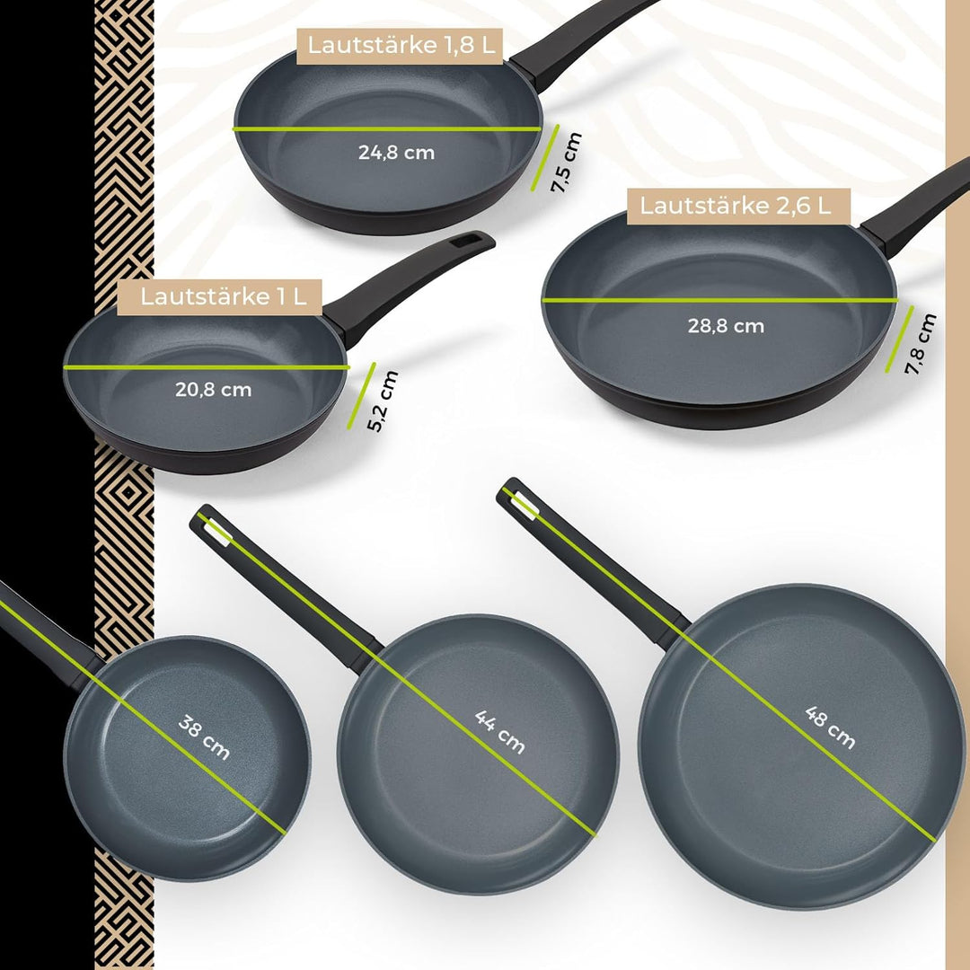 Be Living Delight Pfannenset 3-teilig, Bratpfanne 20/24/28 cm, Non Stick Keramik Antihaft, Induktion