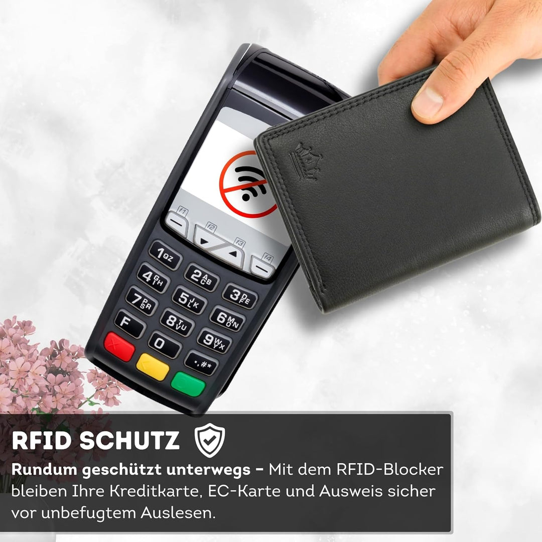 Manza Leder Geldbörse Herren mit RFID Schutz und Geheimfach I Echtleder Geldbeutel für Männer mit Ge