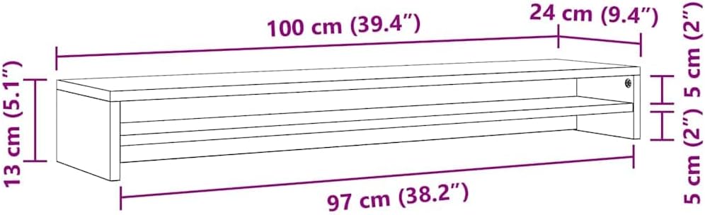 vidaXL Monitorständer Braun Eichen-Optik 100x24x13 cm Holzwerkstoff Braune Eiche, Braune Eiche