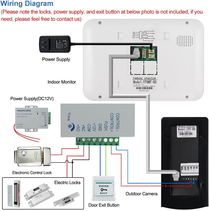 WLAN Tuya Home Video Türklingel Intercom-System 7 Zoll Farb Touchscreen Innenmonitor, 1080P Digits H