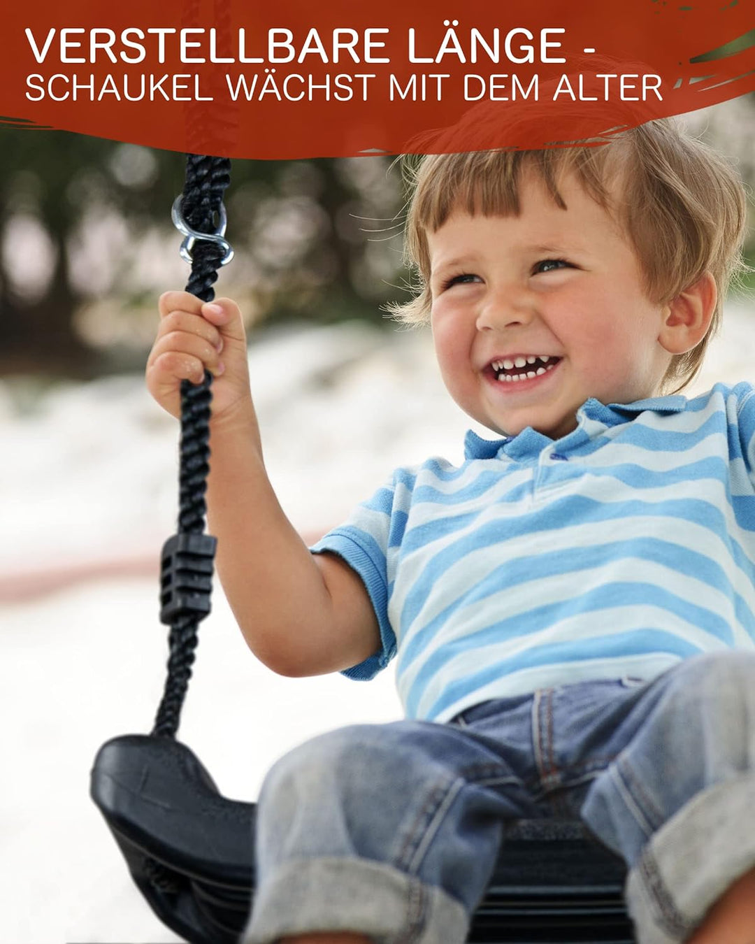 HOQ Schaukel-Sitz - verstellbares Schaukel-Brett - rutschfeste Kinder-Schaukel - Garten- & Spielplat