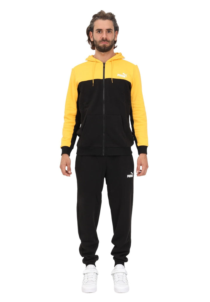 PUMA Herren Ess+ Hooded Colorblock Suit Fl Cl Trainingsanzug S Schwarz / Orangerot, S Schwarz / Oran