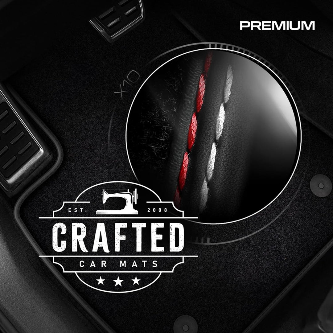 MOTOS Premium Velours-Fussmatten passend für Ford Escape III 2012-2019 - Premium, Matt, Rot und weis