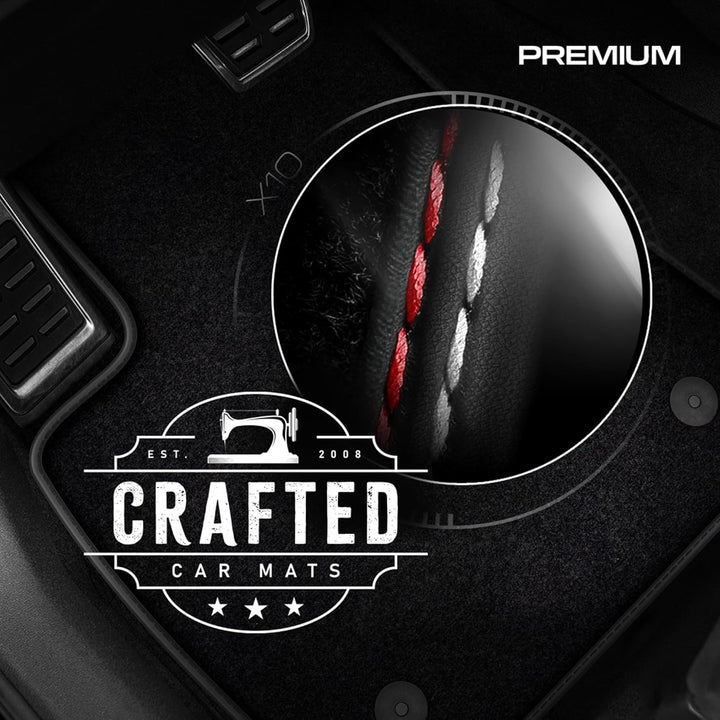 MOTOS Premium Velours-Fussmatten passend für Ford Escape III 2012-2019 - Premium, Matt, Rot und weis