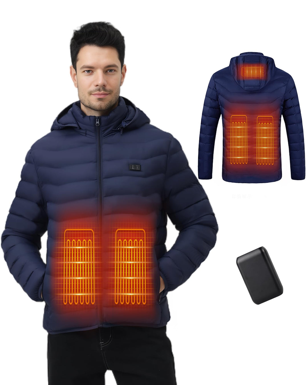 Beheizbare Jacke - Heizjacke mit Akku 10000mAh - Warme Heizjacke für Herren Damen 5 Heizzonen, 3 Tem