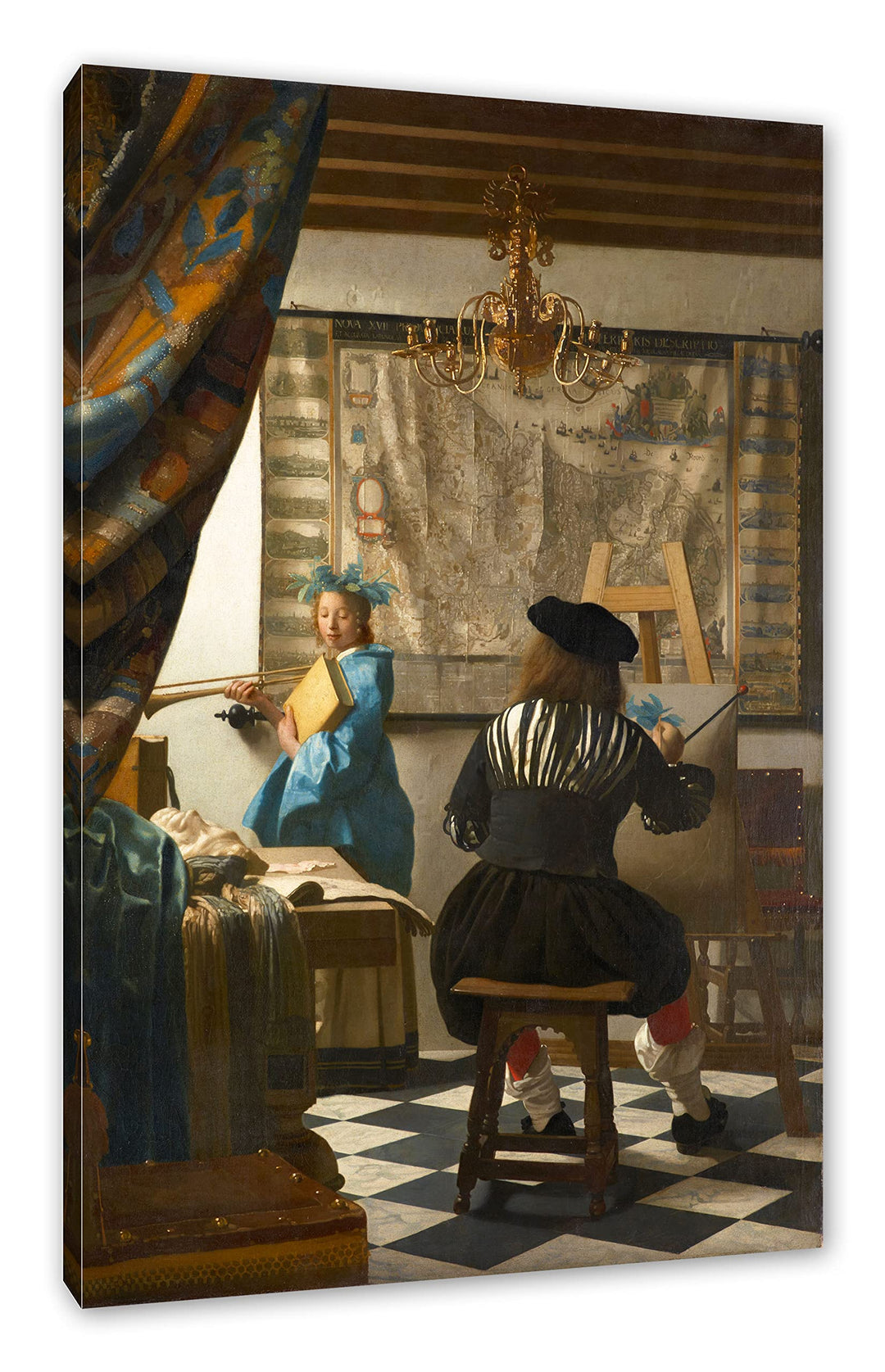 Johannes Vermeer - Die Allegorie der Malerei als Leinwandbild / Grösse: 100x70 cm / Wandbild / Kunst