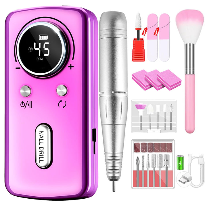 CozyZen Kabellose Nagelfeile Professionell: 45000 U/min Wiederaufladbare Elektrische Nagelfeile Set,