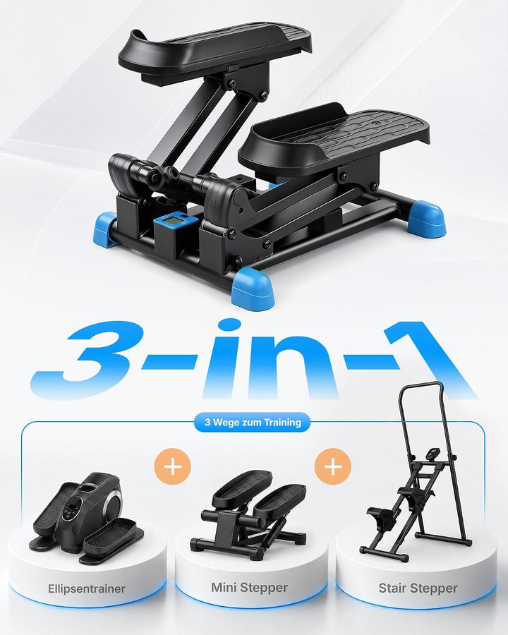 MERACH 3-in-1 Mini-Stepper für Zuhause Mit grosser Schritt &amp; Dämpfung | 6X Stärkeres Brennen Mit 12"