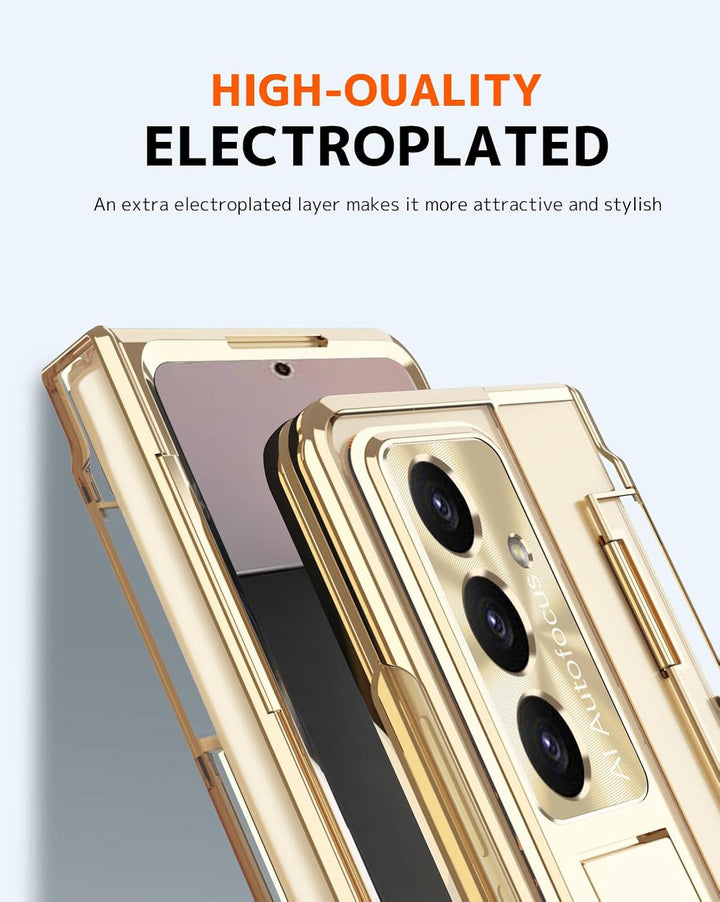 NINKI für Samsung Galaxy Z fold 7 Stand Hülle mit S Pen und Halter,4 in 1 Scharnierschutz Handyhülle