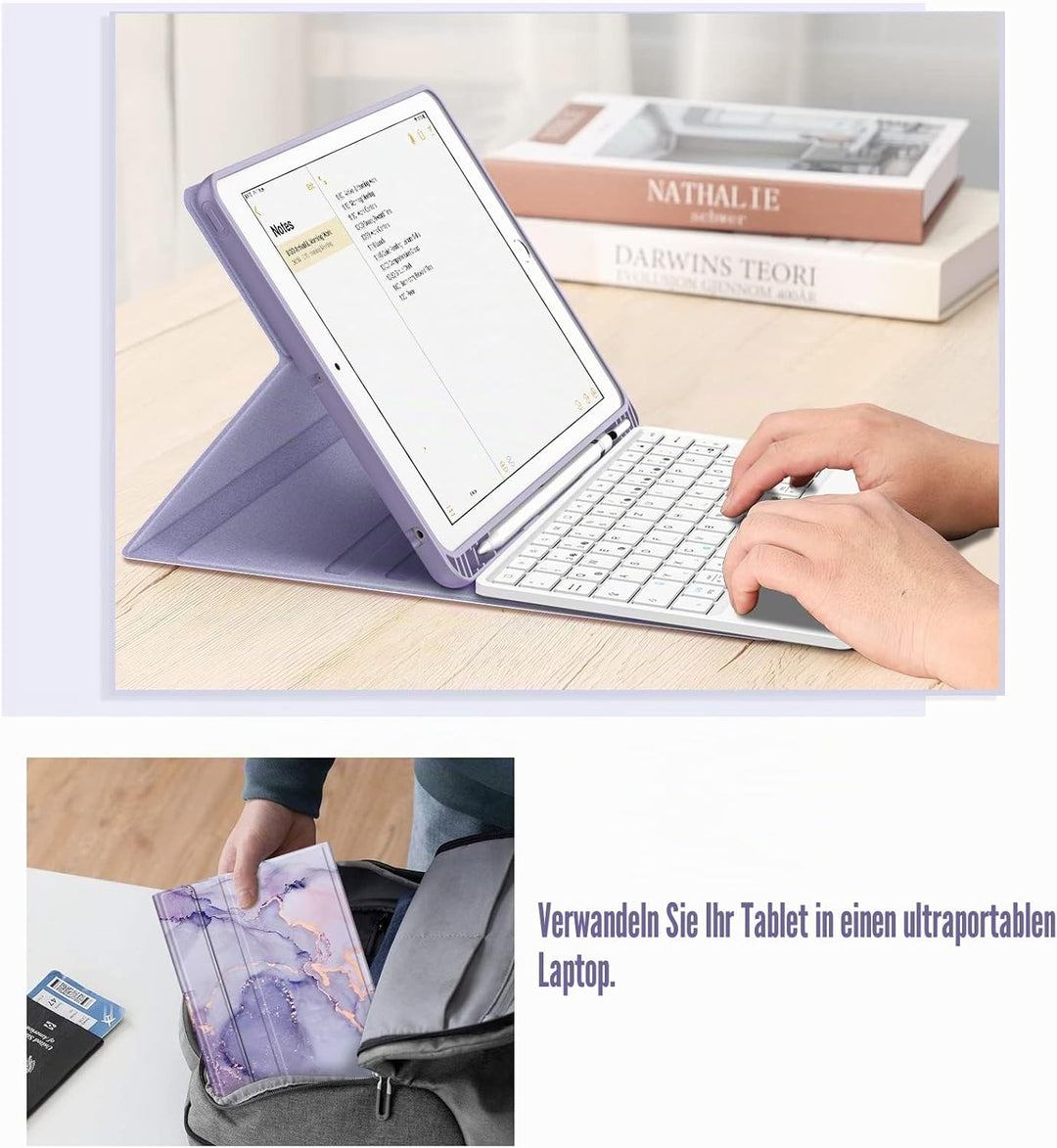 Fintie Tastatur Hülle für iPad (9. / 8. und 7. Generation - 2021/2020/2019), iPad 10.2 Zoll Deutsche