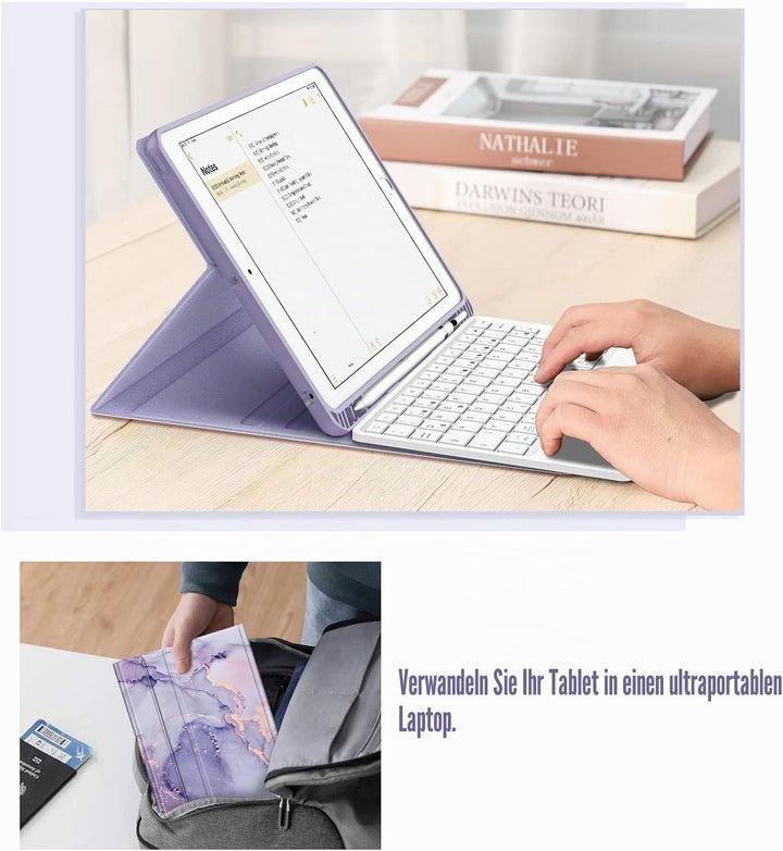 Fintie Tastatur Hülle für iPad (9. / 8. und 7. Generation - 2021/2020/2019), iPad 10.2 Zoll Deutsche
