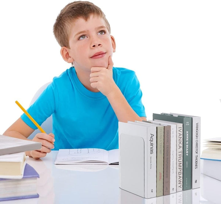 MSDADA Buchstützen aus Metall L, 102x203x135mm, 5 Paar CD Buchständer Kinder, Bücherregal für Schule