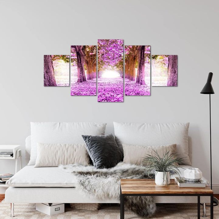 Runa Art Wandbilder Wald Landschaft 5 Teilig Bild auf Vlies Leinwand Deko Schlafzimmer Wohnzimmer Na