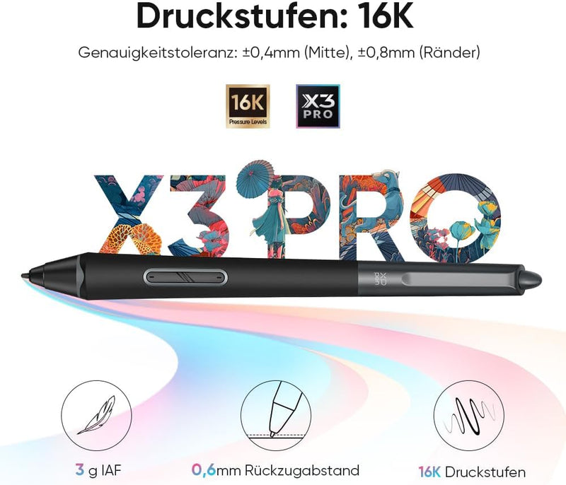 XP-PEN Artist Pro 14 2 Gen. Grafikdisplay, 14 Zoll Grafiktablett, volllaminiertes Pen Display 16K ba