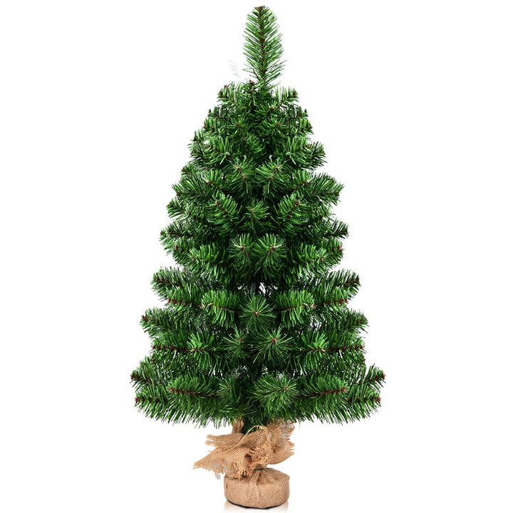 COSTWAY 90 cm Mini künstlicher Weihnachtsbaum, Kleiner Tannenbaum, Tisch-Christbaum mit 96 Spitzen &