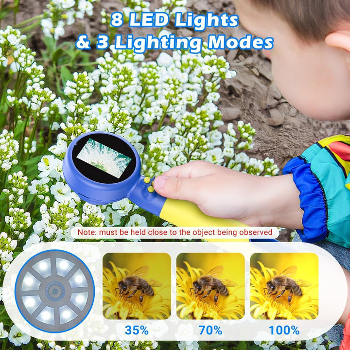 Digital Microscope with Bug Catcher for Children, 500X Digital Microscope for Kids with 2.0" HD Scre